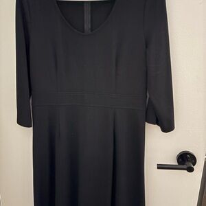 Karen Kane Black A-Line Midi Dress Scoop Neck 3/4 Sleeve